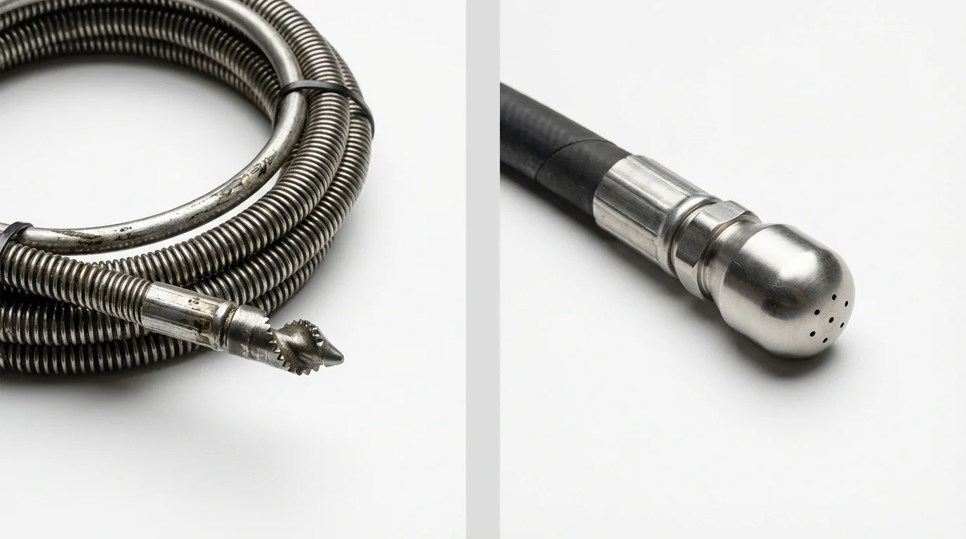 Drain snake cable and hydro jetting nozzle used for drain cleaning in Winston, OR