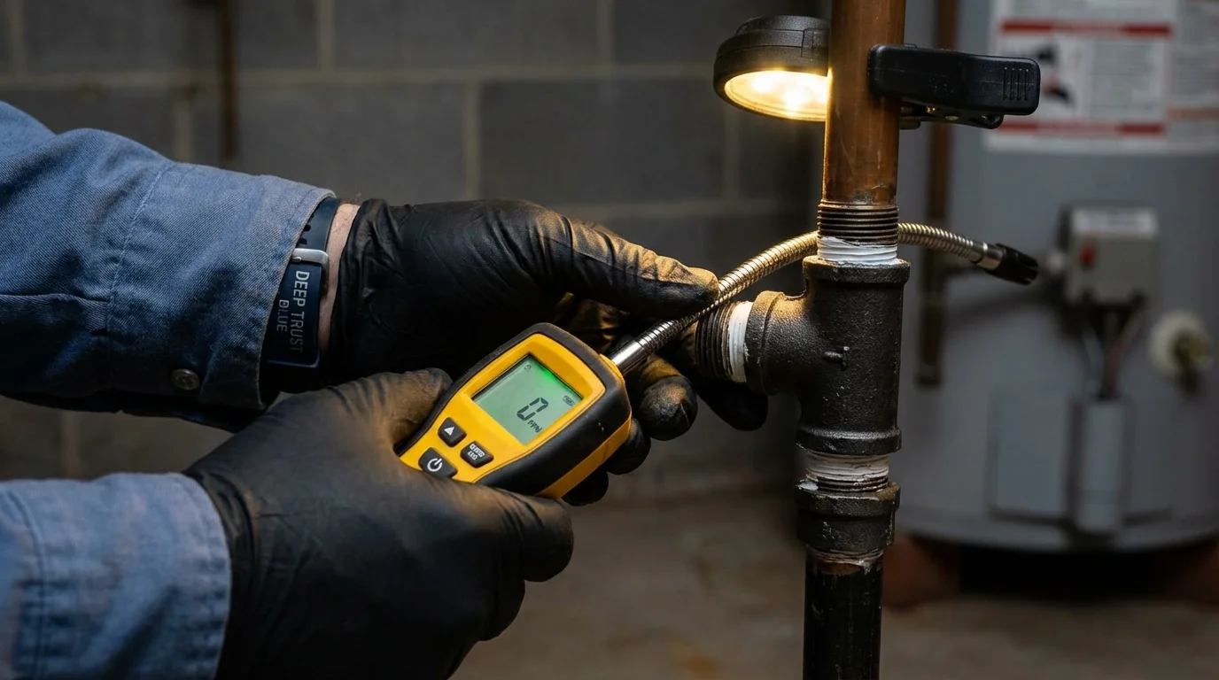 Gas leak detection with electronic sniffer by Johns Plumbing LLC in Winston