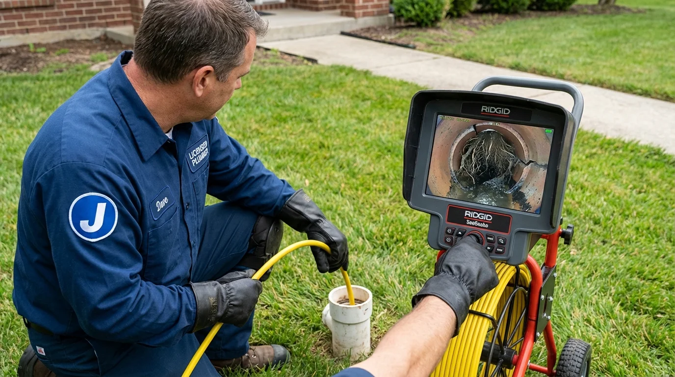 Sewer camera inspection being performed by Johns Plumbing LLC in Winston